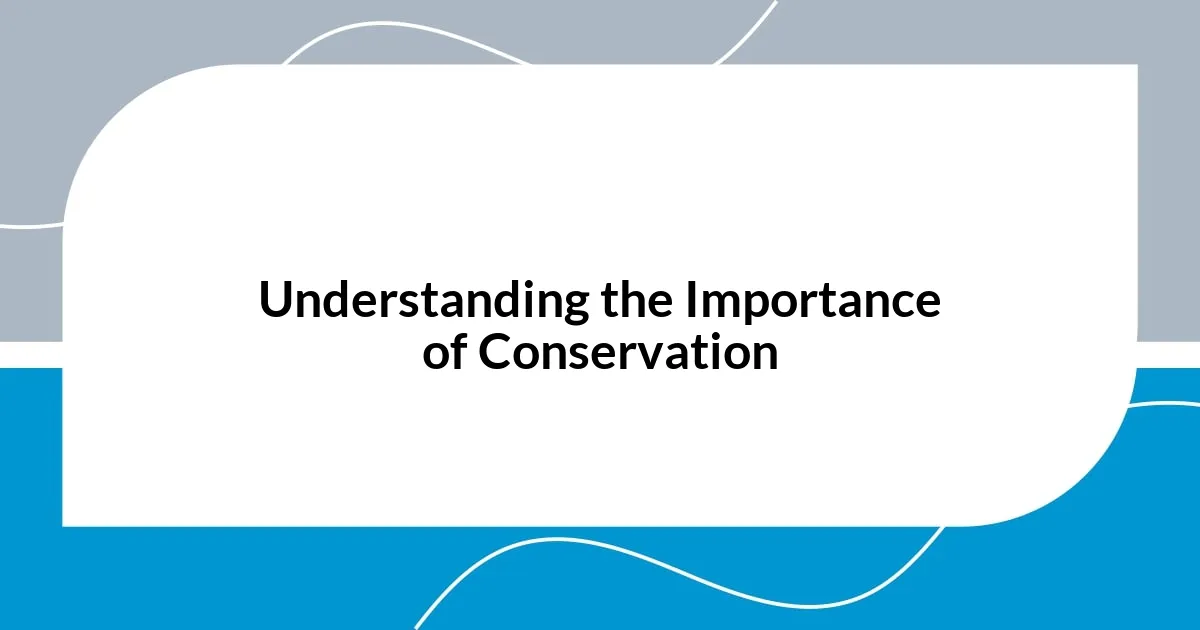 Understanding the Importance of Conservation
