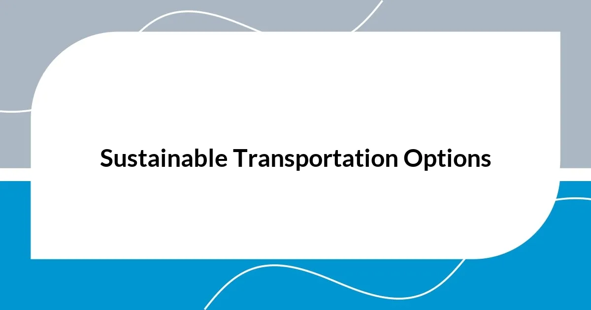 Sustainable Transportation Options