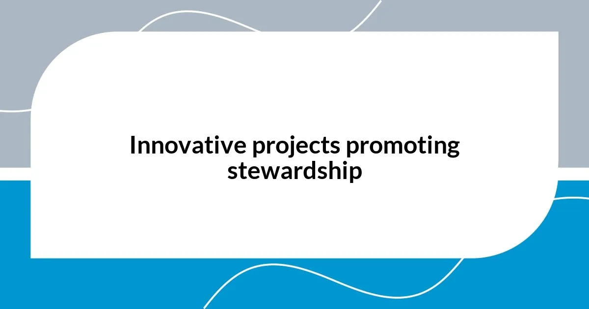 Innovative projects promoting stewardship