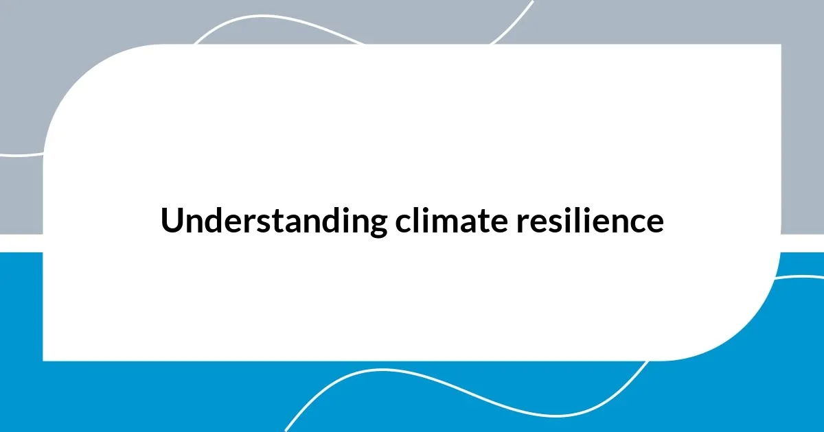 Understanding climate resilience