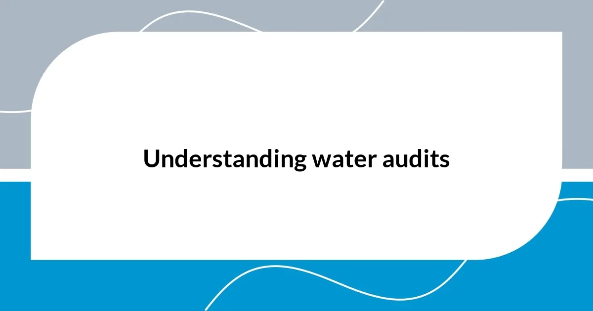 Understanding water audits