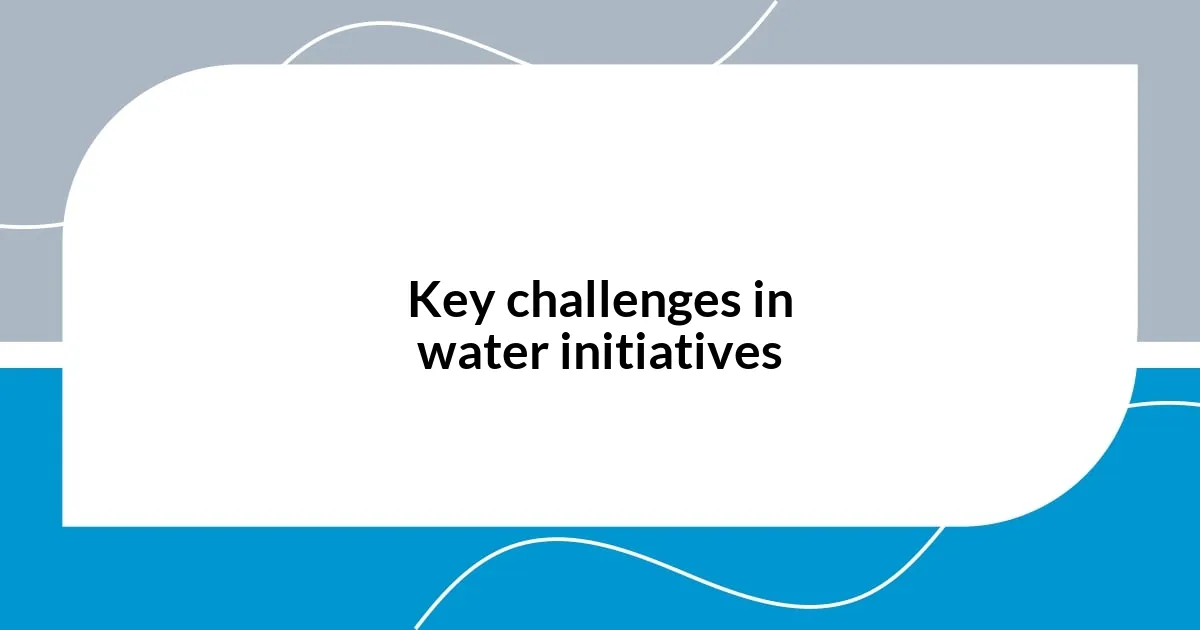 Key challenges in water initiatives